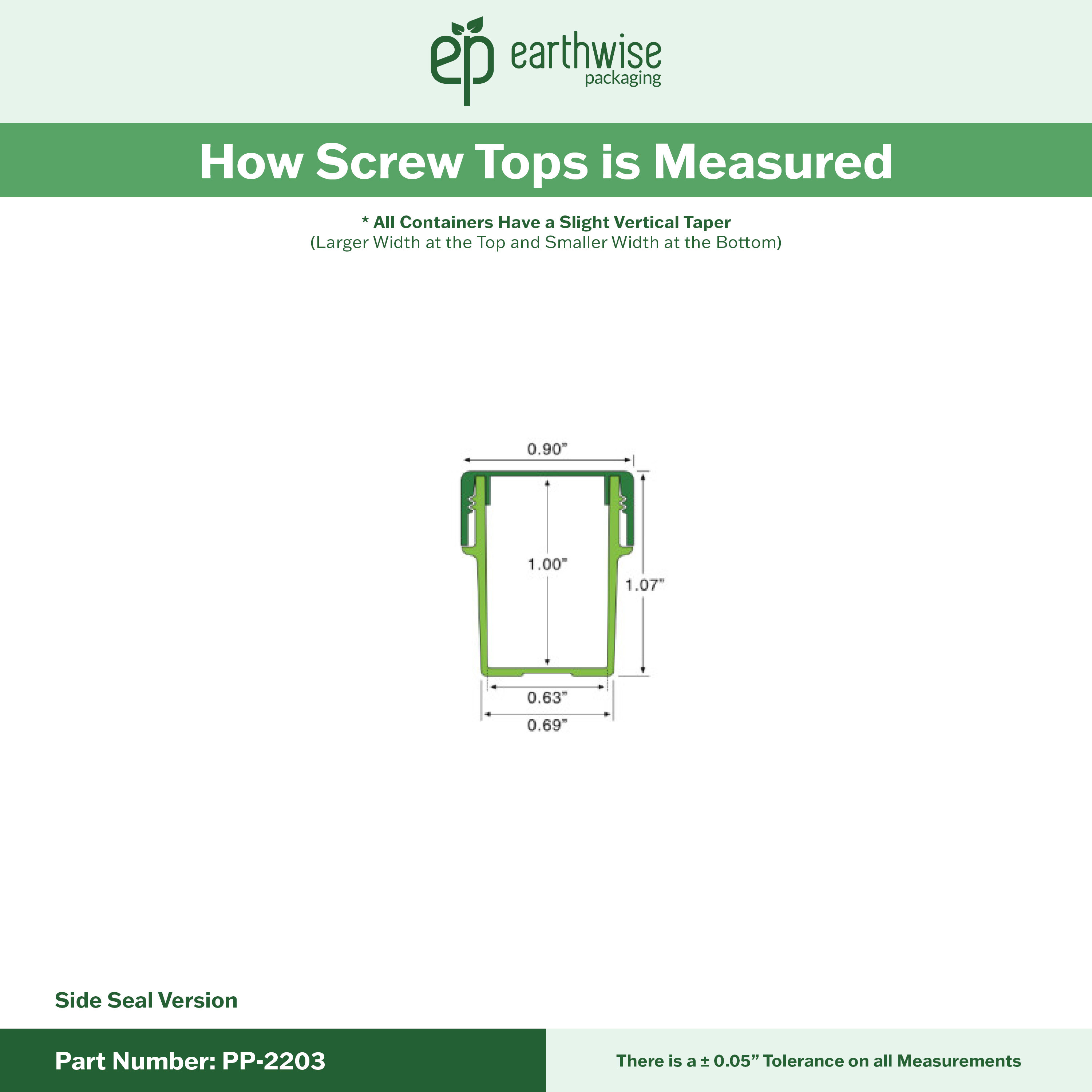 PP-2203 Small Threaded Screw Top Vials and Caps - 2500 Quantity