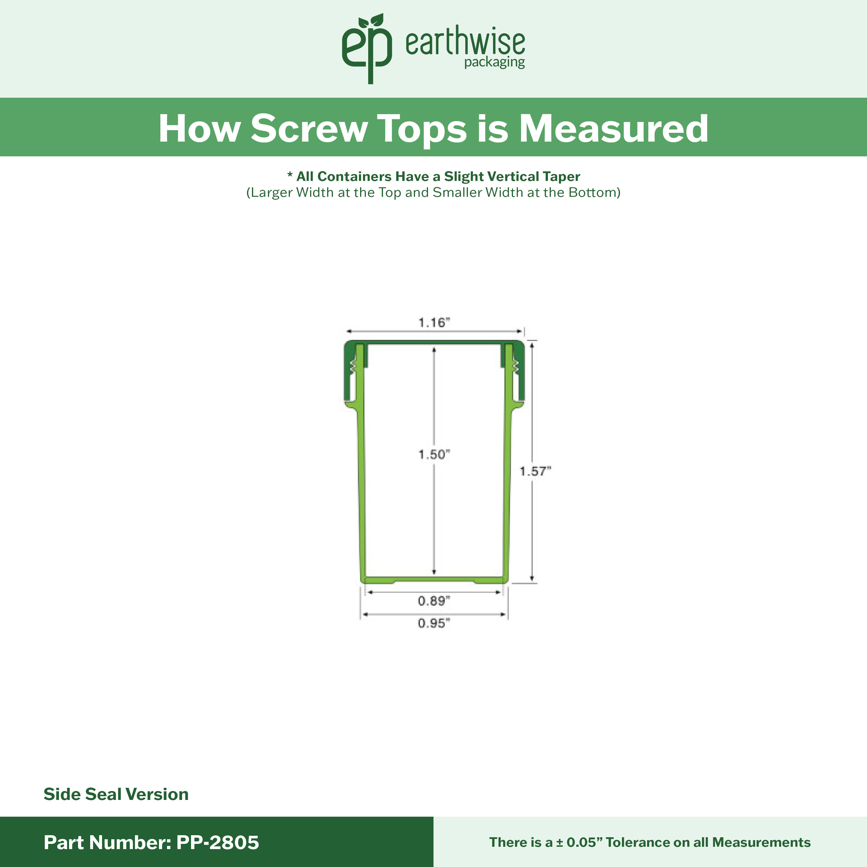 PP-2805 Small Threaded Screw Top Vials and Caps - 2500 Quantity