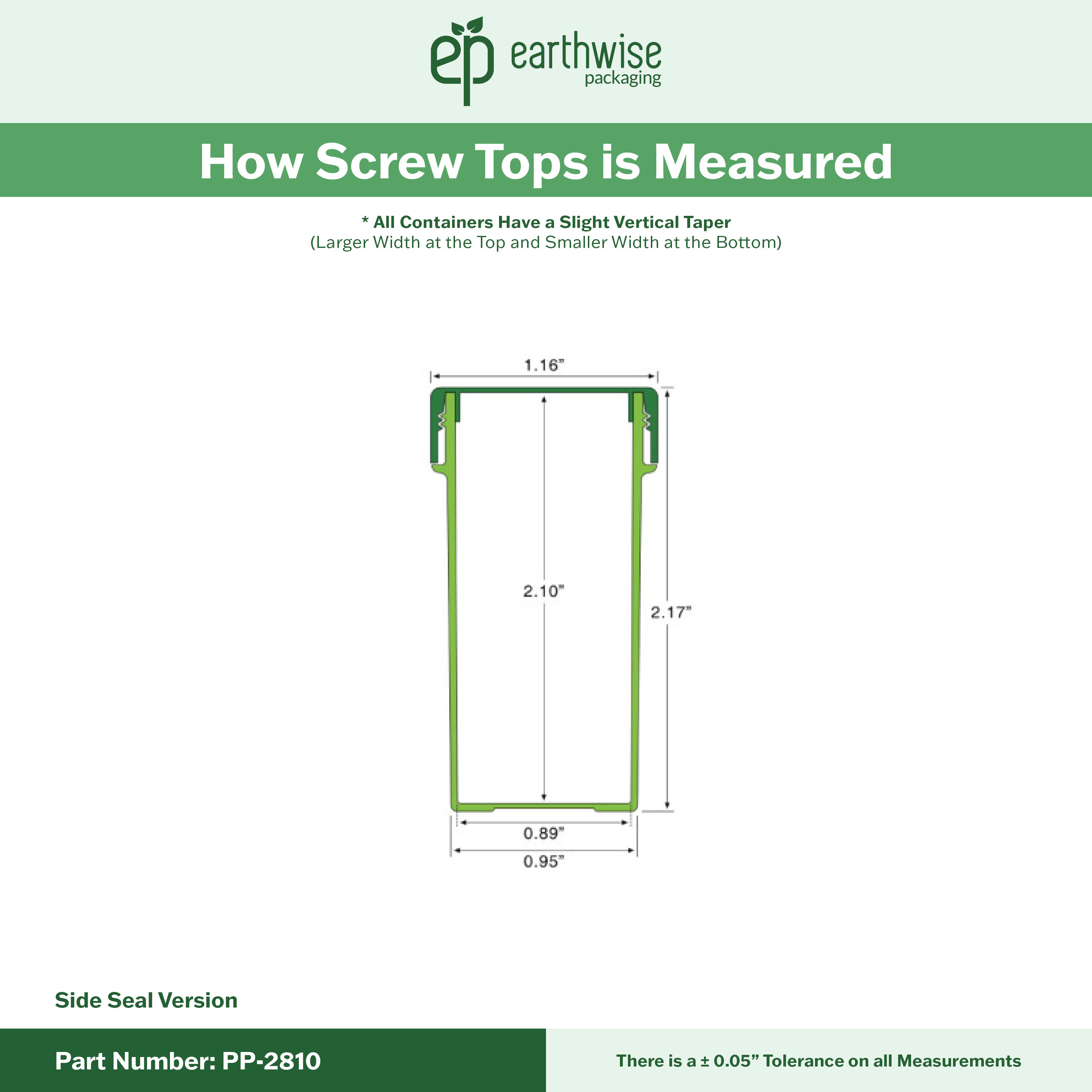PP-2810 Small Threaded Screw Top Vials and Caps - 2500 Quantity