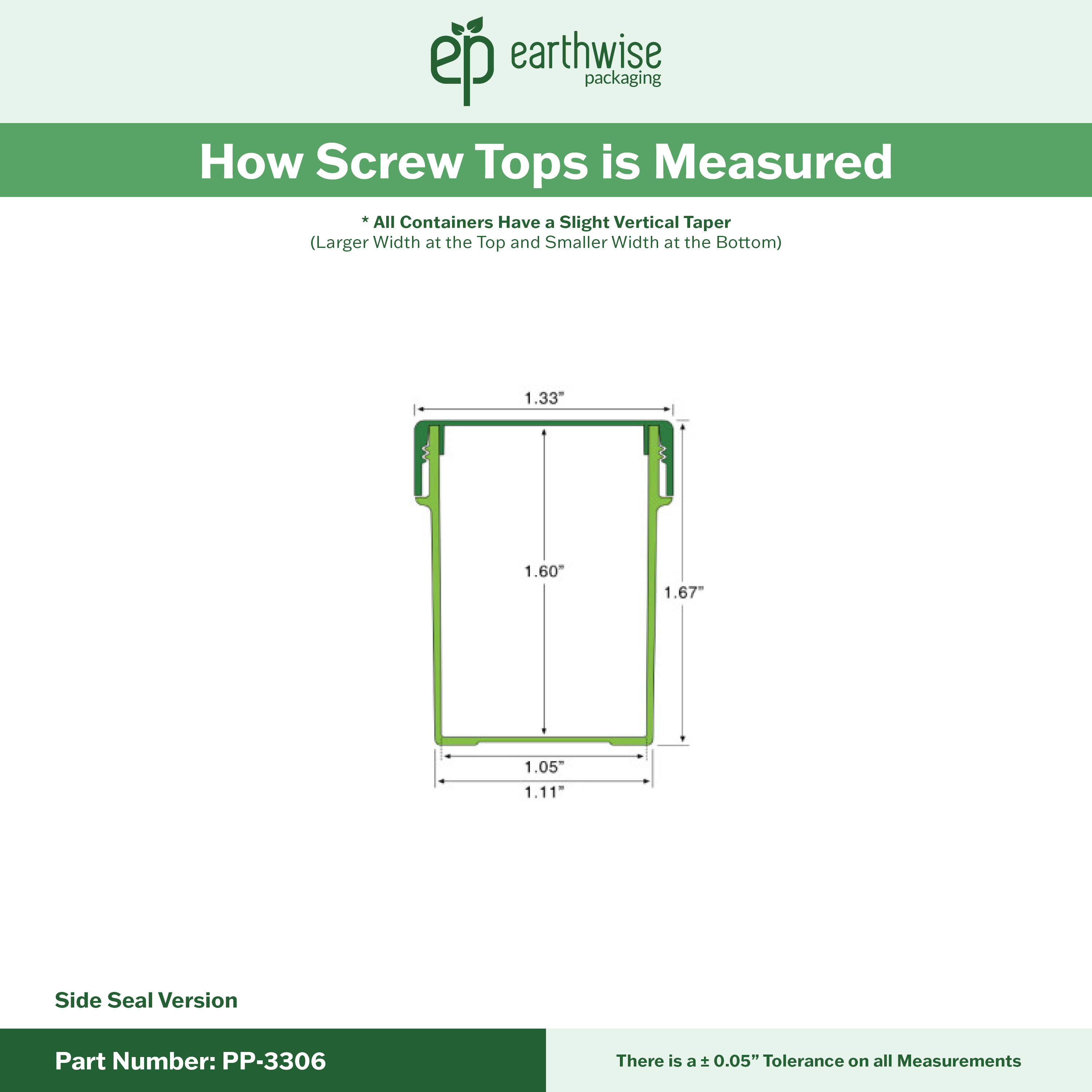 PP-3306 Small Threaded Screw Top Vials and Caps - 2500 Quantity