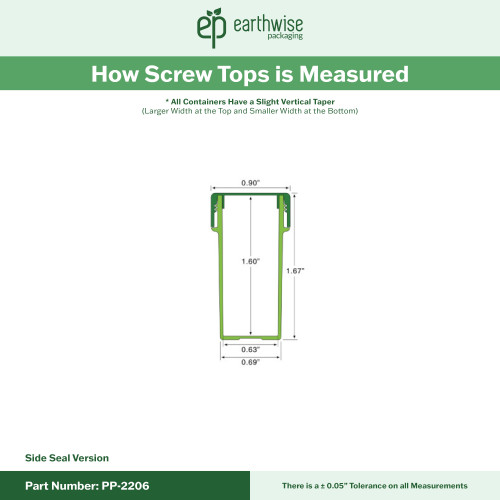 PP-2206 Small Threaded Screw Top Vials and Caps - 2500 Quantity