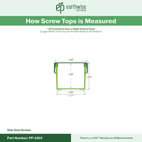 PP-3303 Small Threaded Screw Top Vials and Caps - 2500 Quantity