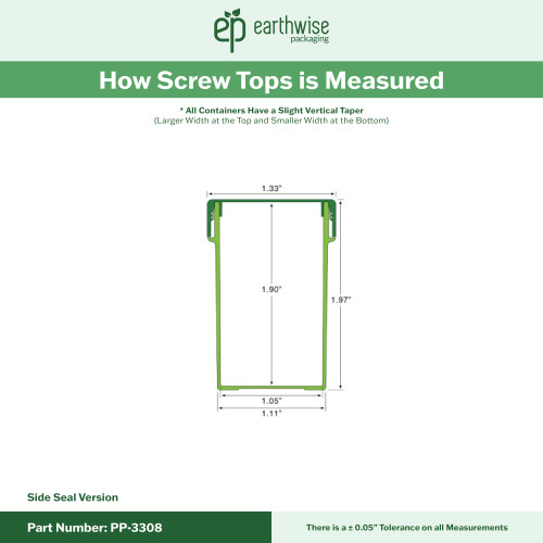 PP-3308 Small Threaded Screw Top Vials and Caps - 2500 Quantity