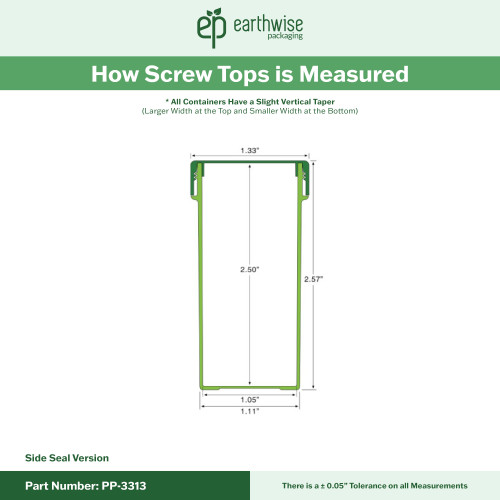 PP-3313 Small Threaded Screw Top Vials and Caps - 2500 Quantity