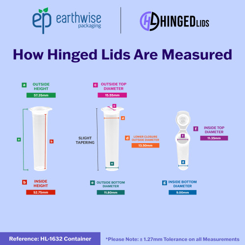 Hinged-Lid Containers – 1632 – Flip Top Vials – 16mm Diameter