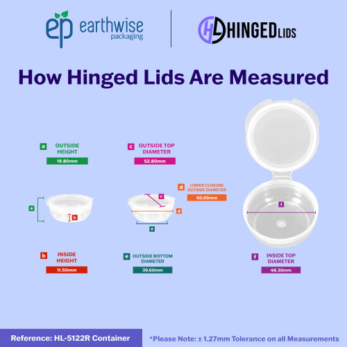 Hinged-Lid Containers – 5122R – Round Bottom Vials – 53mm Diameter