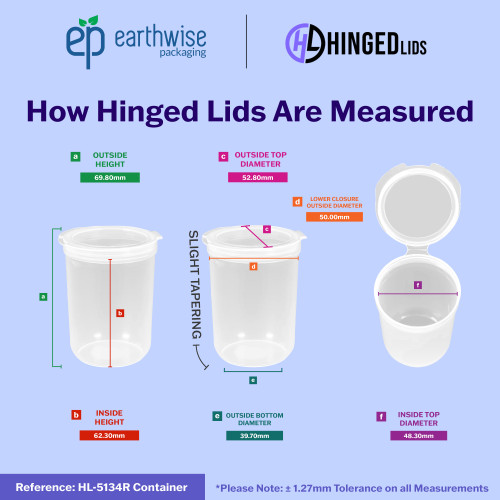 Hinged-Lid Containers – 5134R – Round Bottom Vials – 53mm Diameter
