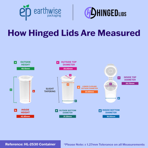 Hinged-Lid Containers – 2530 – Flip Top Vials – 25mm Diameter