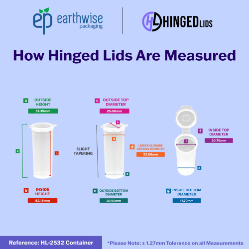 Hinged-Lid Containers – 2532 – Flip Top Vials – 25mm Diameter