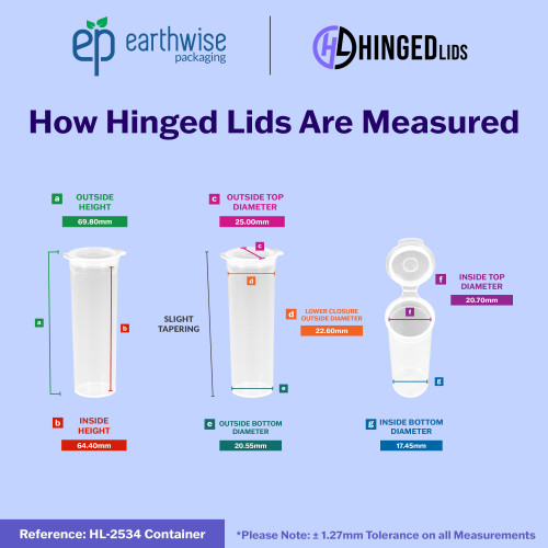Hinged-Lid Containers – 2534 – Flip Top Vials – 25mm Diameter