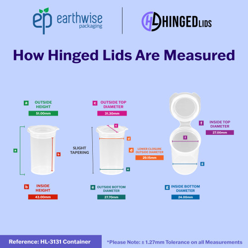 Hinged-Lid Containers – 3131 – Flip Top Vials – 31mm Diameter