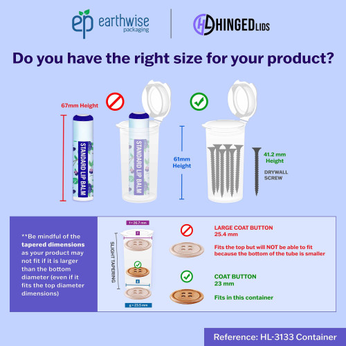 Hinged-Lid Containers – 3133 – Flip Top Vials – 31mm Diameter
