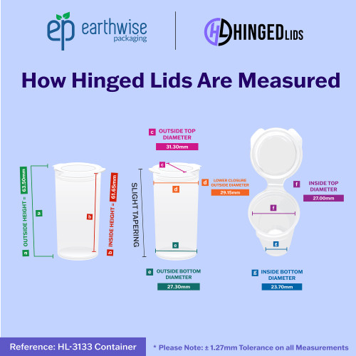 Hinged-Lid Containers – 3133 – Flip Top Vials – 31mm Diameter
