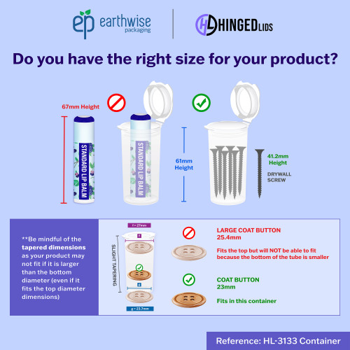 Hinged-Lid Containers – 3133 – Flip Top Vials – 31mm Diameter