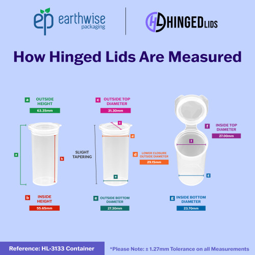 Hinged-Lid Containers – 3133 – Flip Top Vials – 31mm Diameter