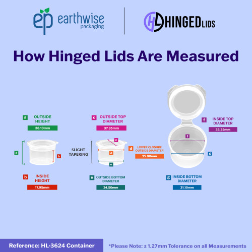 Hinged-Lid Containers – 3624 – Flip Top Vials – 37mm Diameter