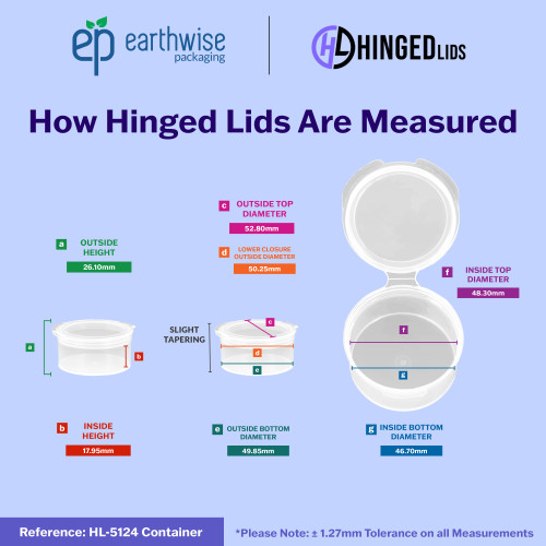 Hinged-Lid Containers – 5124 – Flip Top Vials – 53mm Diameter