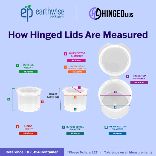 Hinged-Lid Containers – 5129 – Flip Top Vials – 53mm Diameter