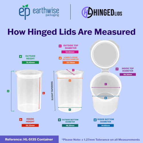 Hinged-Lid Containers – 5135 – Flip Top Vials – 53mm Diameter