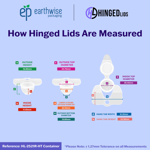 Hinged-Lid | Hang Tab Containers – HL-2521R-HT – Round Vials – 25mm Diameter