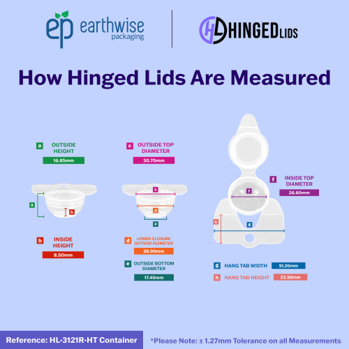 Hinged-Lid | Hang Tab Containers – HL-3121R-HT – Round Vials – 31mm Diameter